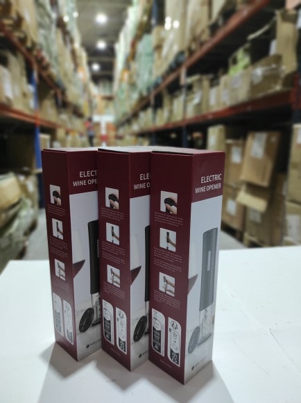 Sacacorchos eléctrico + abridor de vino transparente