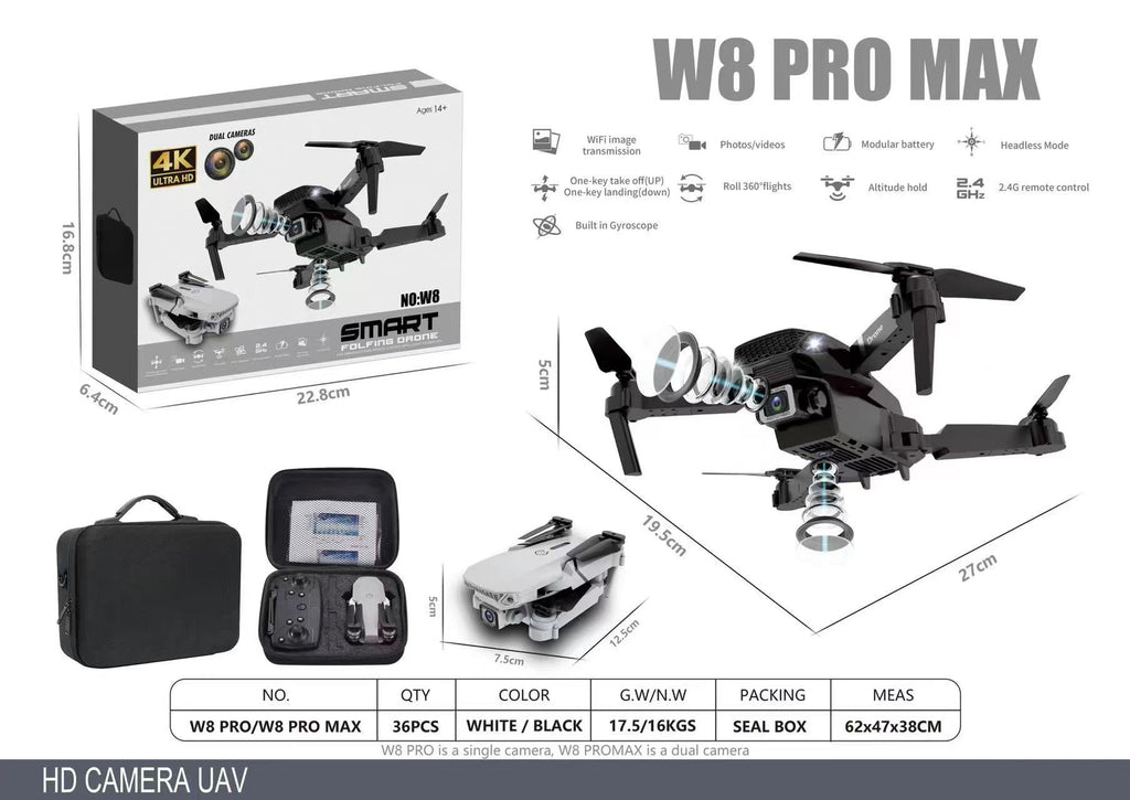 Dron W8 Pro Max con maletín de transporte