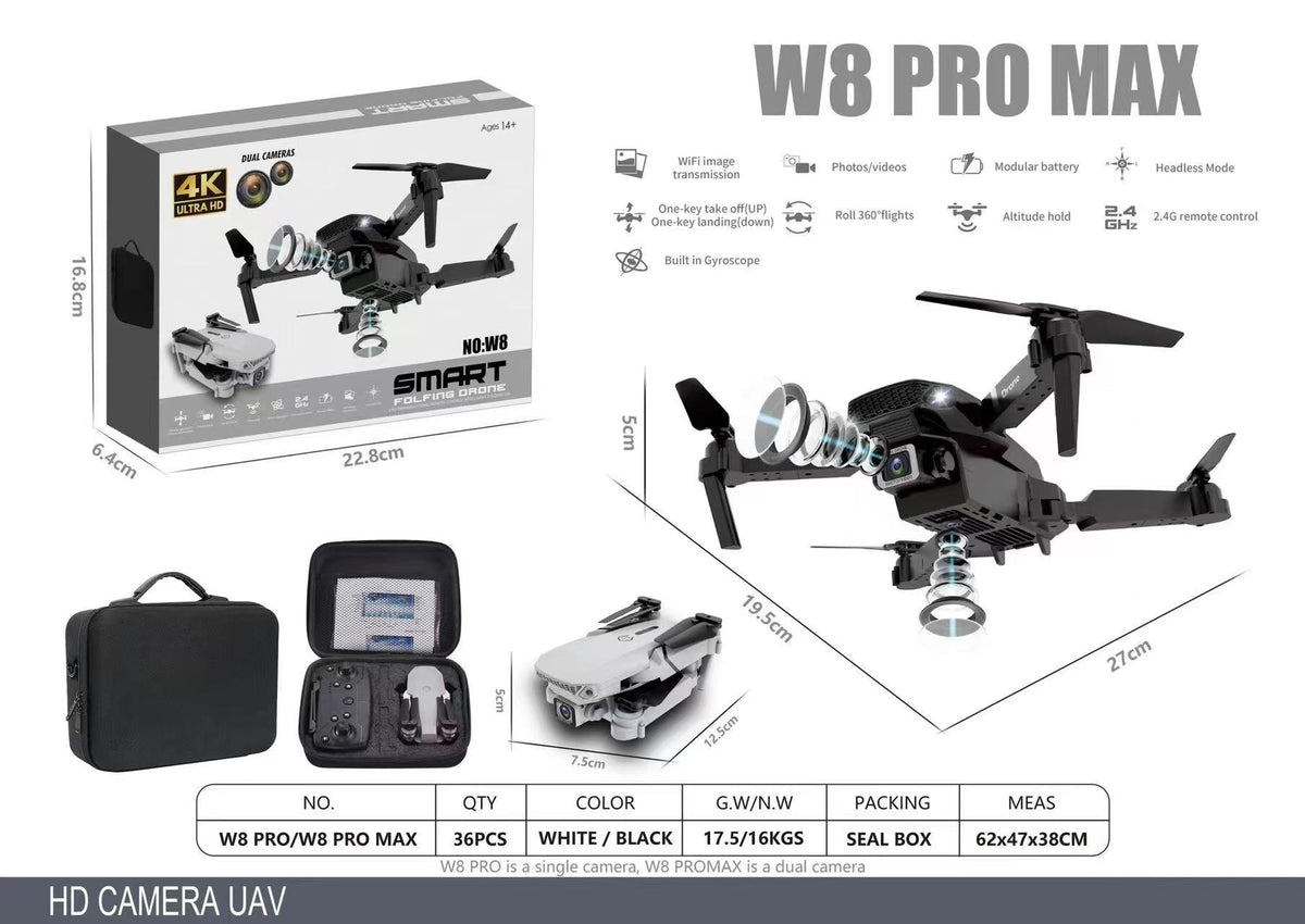 Dron W8 Pro Max con maletín de transporte