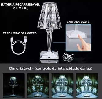 Lámpara de cristal recargable