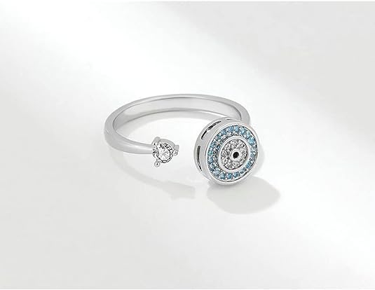 Anillo de ansiedad giratorios con circonita cúbica azul turco