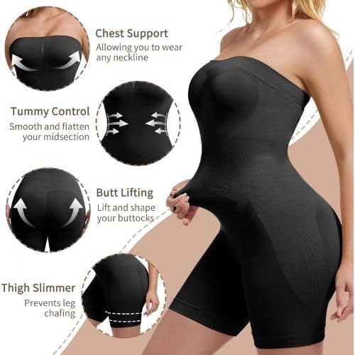 Faja moldeadora sin tirantes con control de abdomen negro M/L