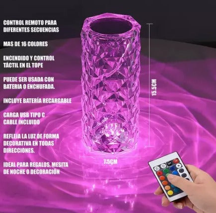 Lámpara LED de Diamantes de Cristal – 16 Colores