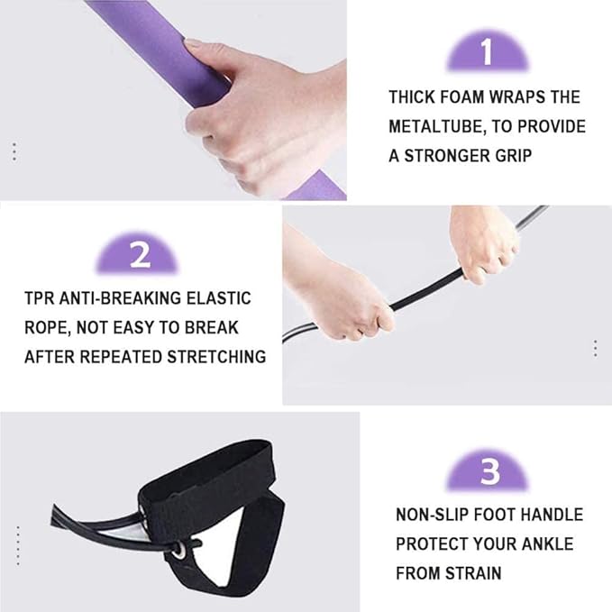 Kit de Barra de pilates portátil con banda de resistencia
