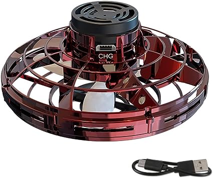 Mini OVNI con Luz Spinner con carga USB-Rojo