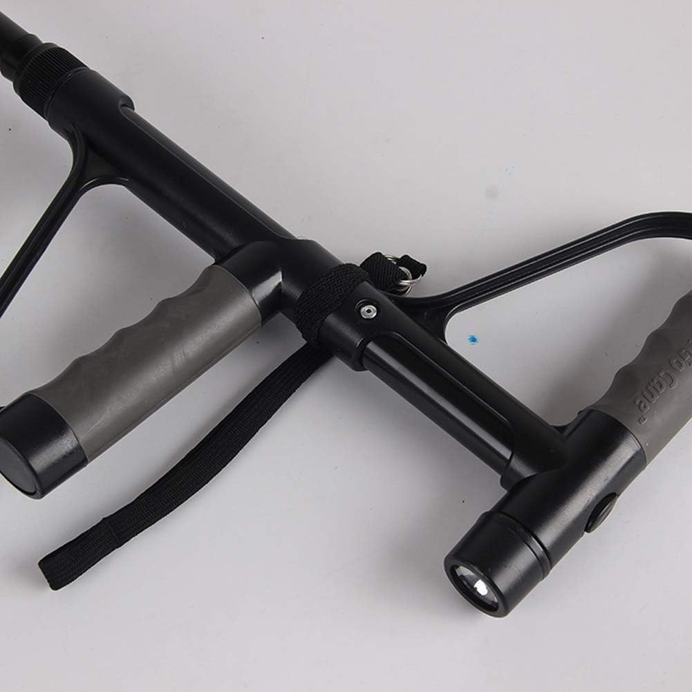 Bastón plegable de doble asa con linterna