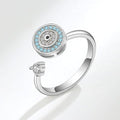 Anillo de ansiedad giratorios con circonita cúbica azul turco