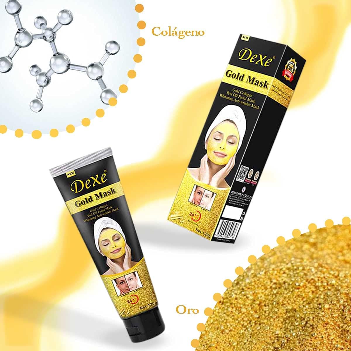 Mascarilla Facial de Oro y Colágeno - Efecto Iluminador, Anti edad e Hidratación 24 Horas