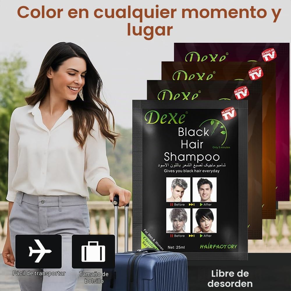 Champú Tinte Negro para Cubrir las Canas