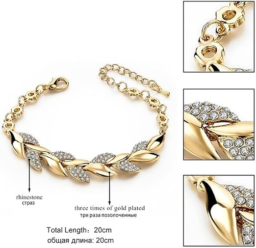 Pulsera elegante de hojas doradas
