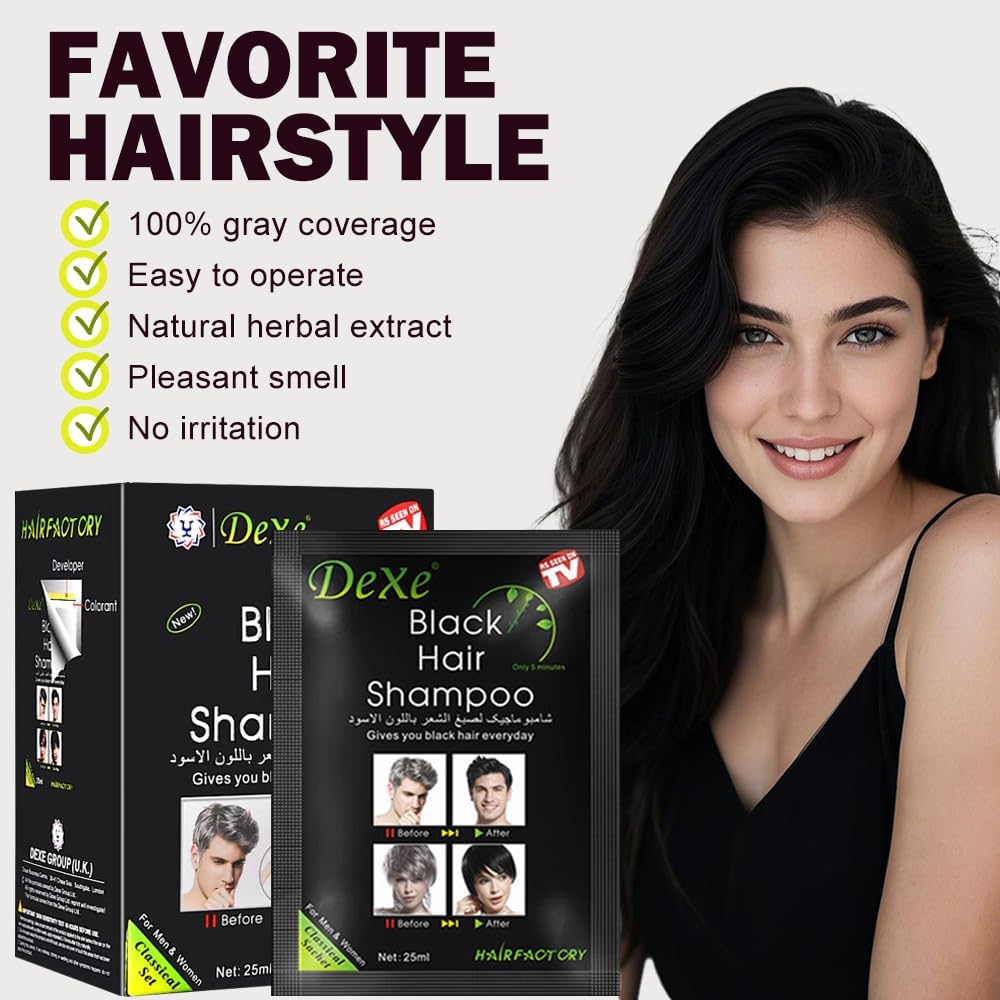 Champú Tinte Negro para Cubrir las Canas