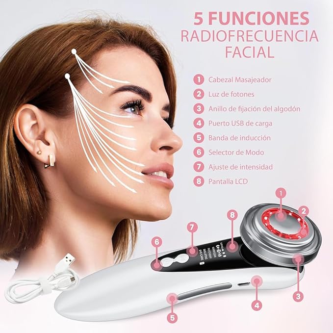Masajeador Facial Frío y Calor con Luz LED