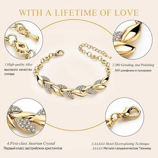 Pulsera elegante de hojas doradas