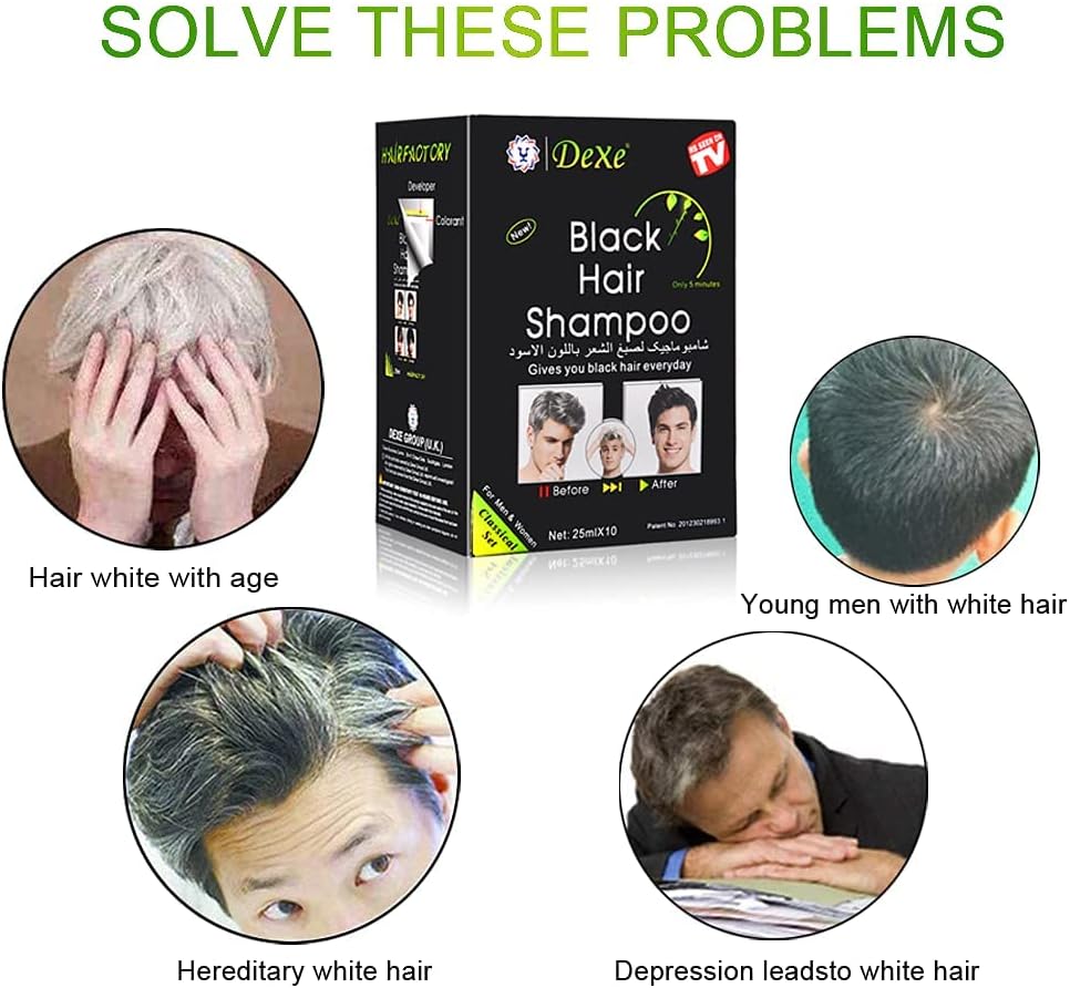 Champú Tinte Negro para Cubrir las Canas