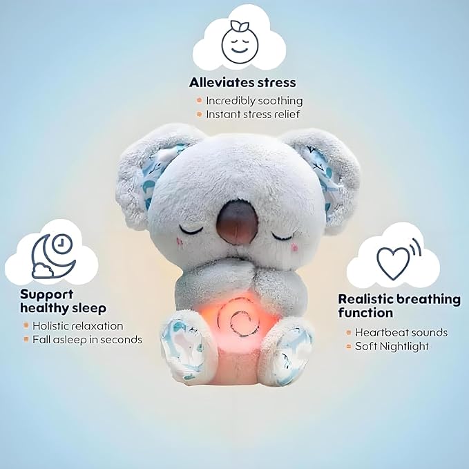 Peluche relajante para bebé que simula respiración (Koala gris)