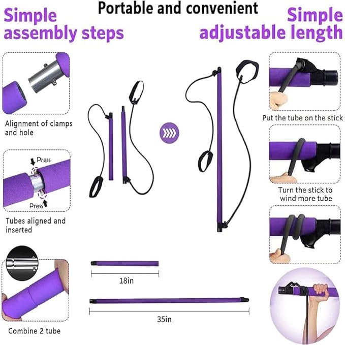 Kit de Barra de pilates portátil con banda de resistencia