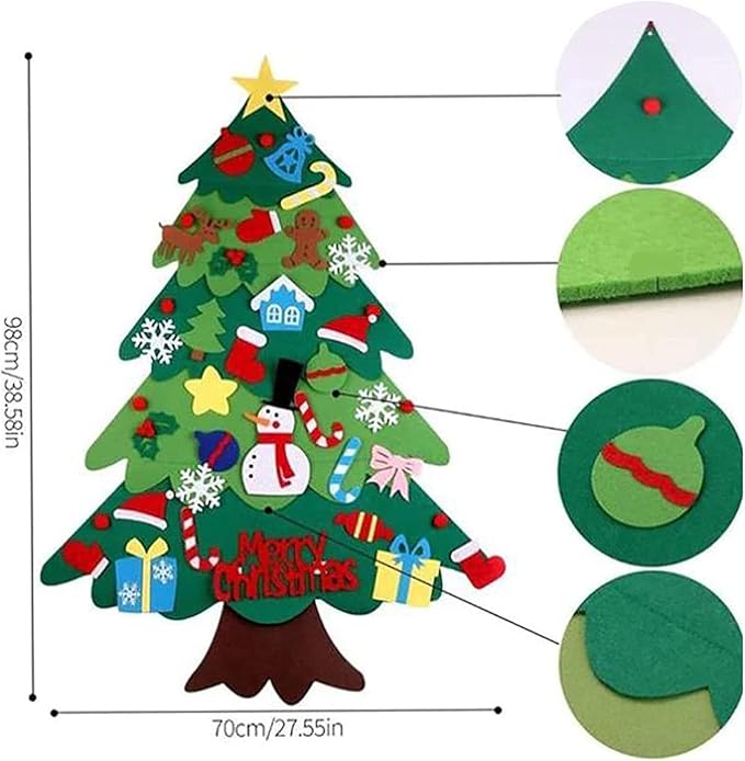 Árbol de Navidad de Fieltro con 25 Adornos y Luces