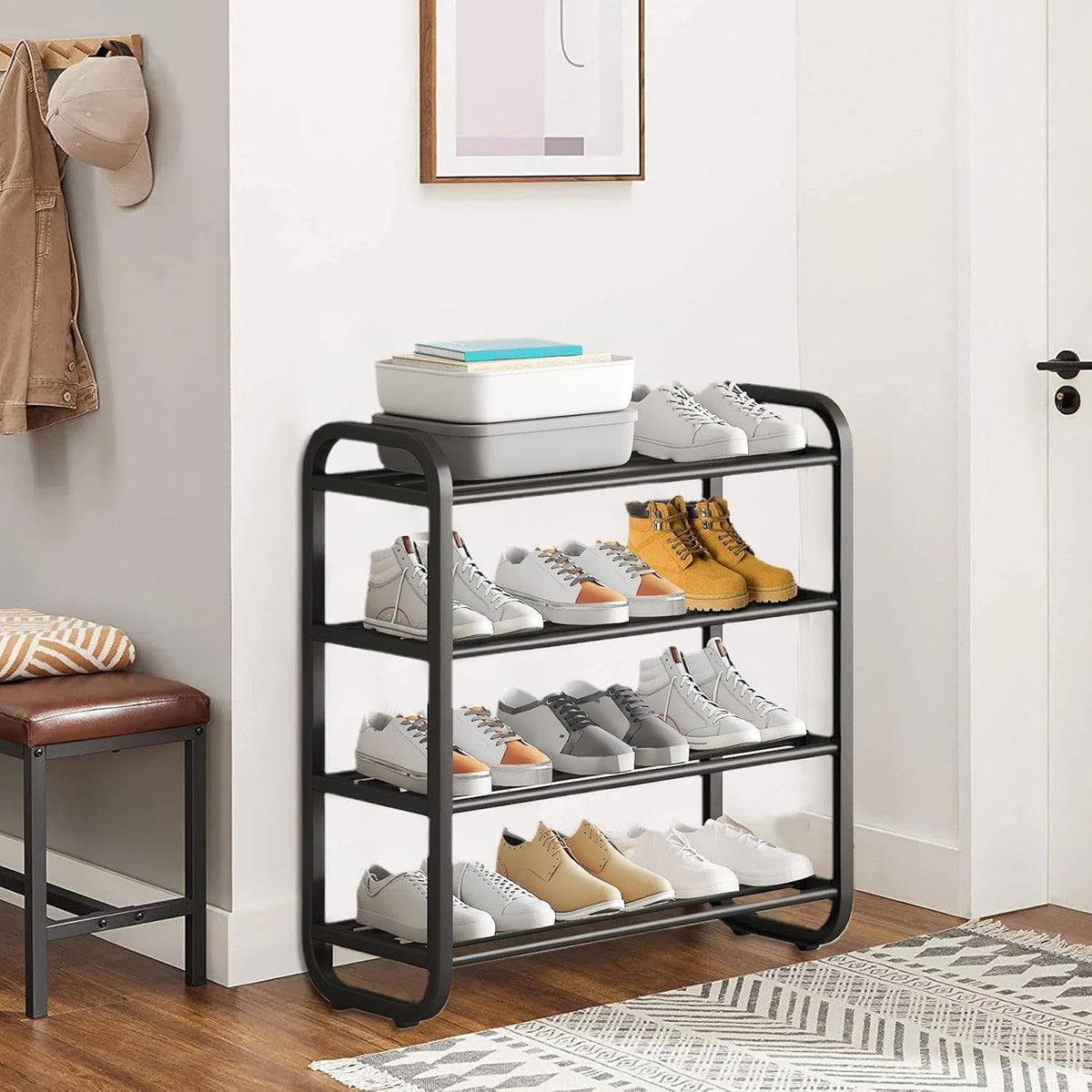 Estanteria de almacenamiento de zapatos de 4 niveles