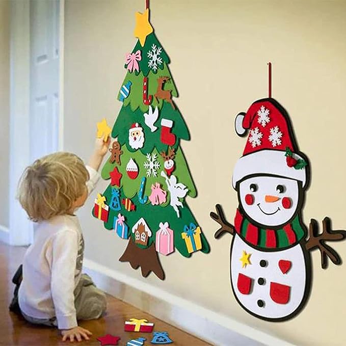 Árbol de Navidad de Fieltro con 25 Adornos y Luces