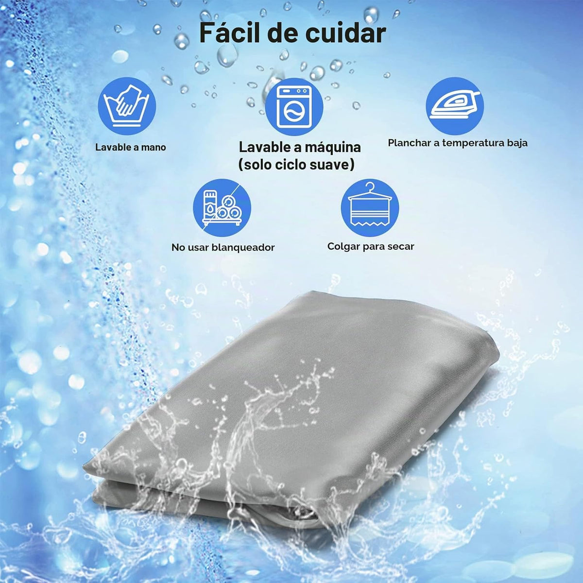Funda de Almohada Satén Gris 35 x 55cm para modelo (Almohada Cervical Viscoelástica Cuello)