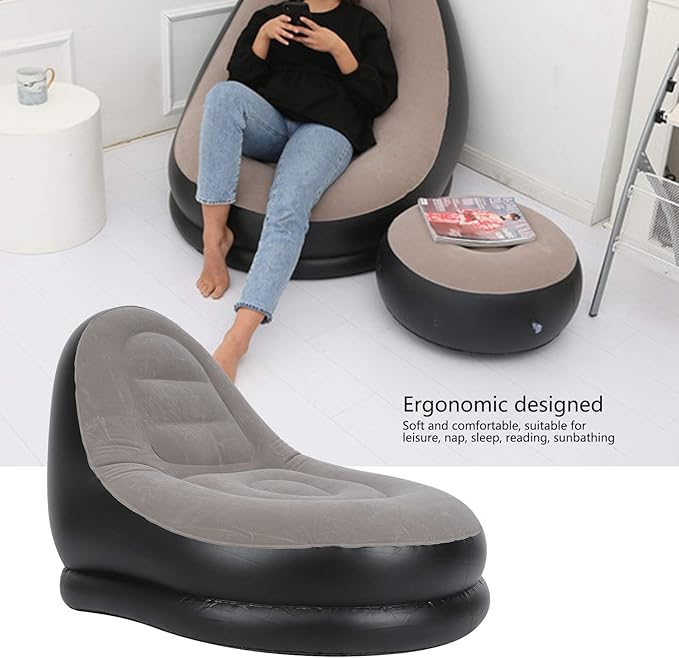 Sofá Cama Inflable Portátil con Reposapiés