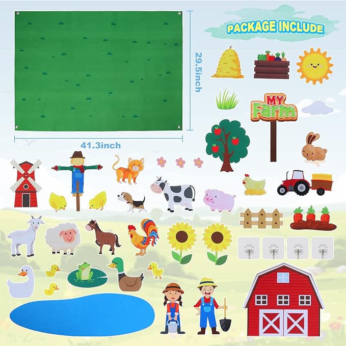 Juego educativo de granja en fieltro para niños