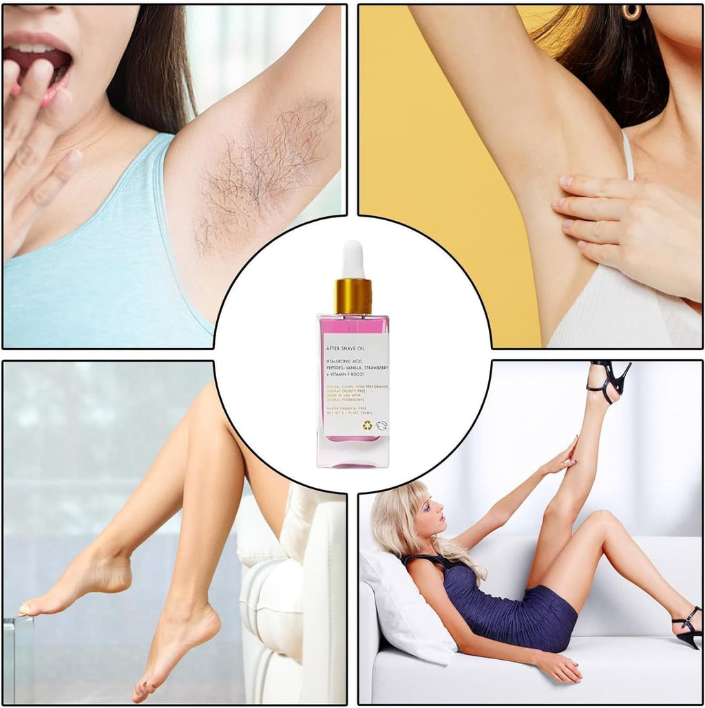 Aceite calmante after shave con fragancia de fresa y vainilla