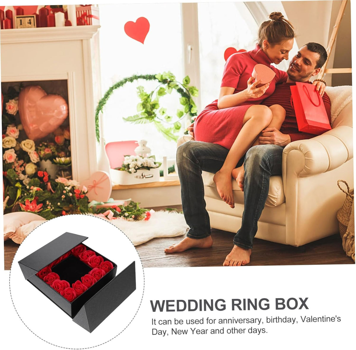 Caja de regalo con 16 rosas artificiales