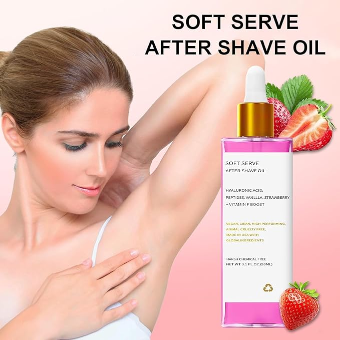 Aceite calmante after shave con fragancia de fresa y vainilla