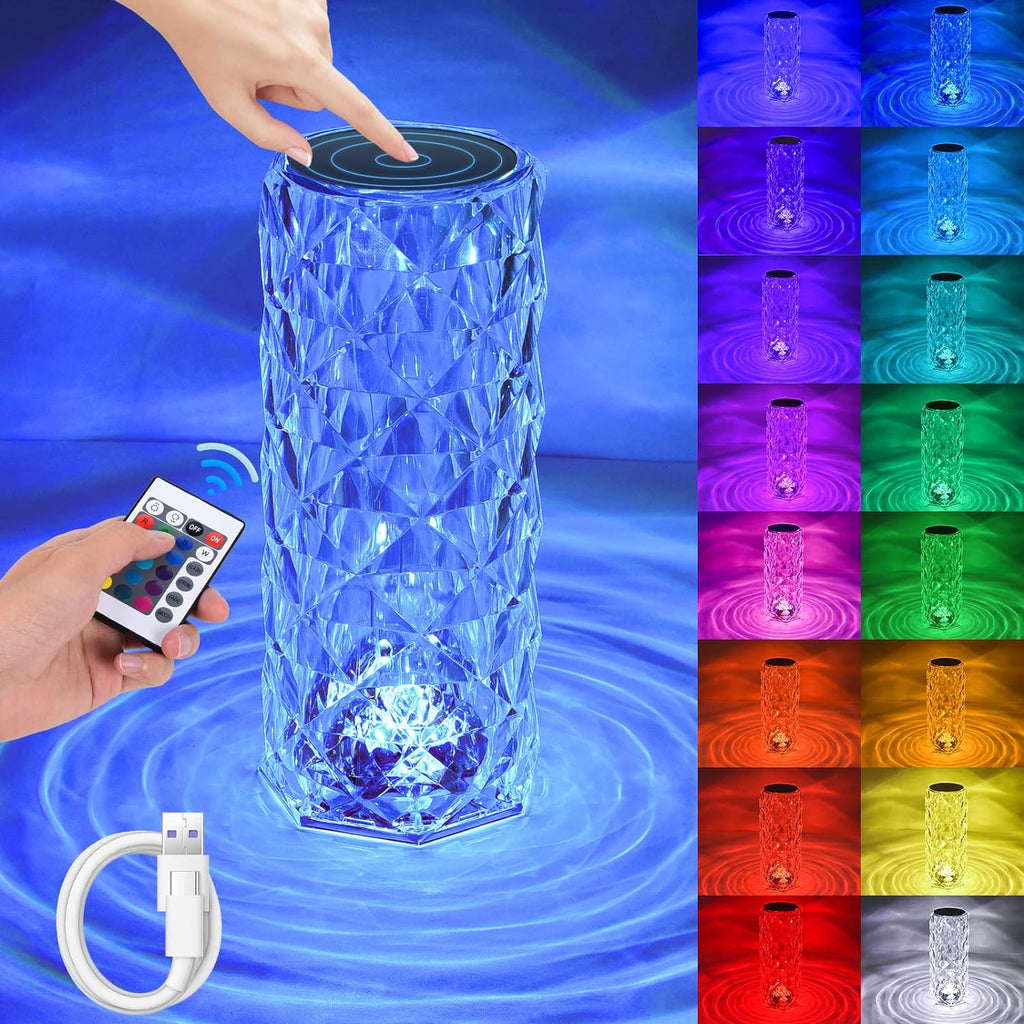 Lámpara LED de Diamantes de Cristal – 16 Colores