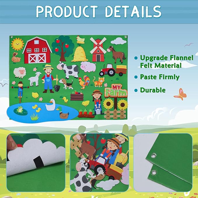 Juego educativo de granja en fieltro para niños