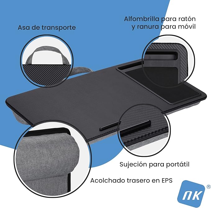 Escritorio portátil con cojín para ordenador