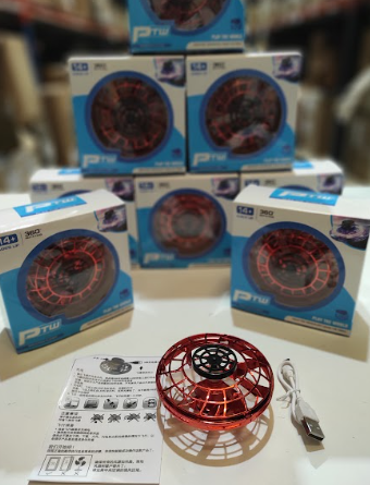 Mini OVNI con Luz Spinner con carga USB-Rojo