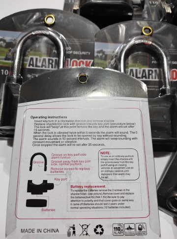Candado de alarma con llave