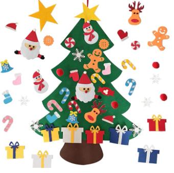 Árbol de Navidad de Fieltro con 25 Adornos y Luces
