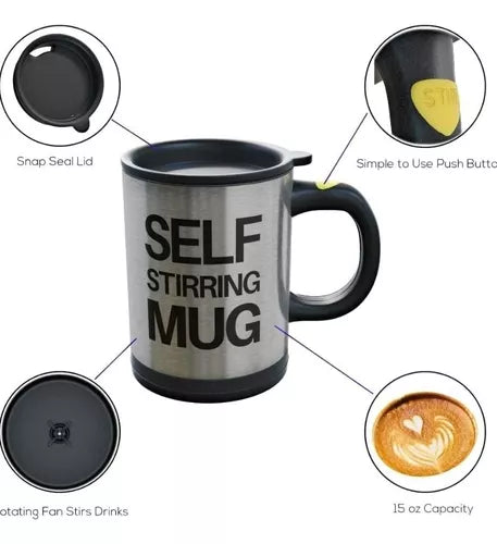 Taza autoagitable de acero inoxidable
