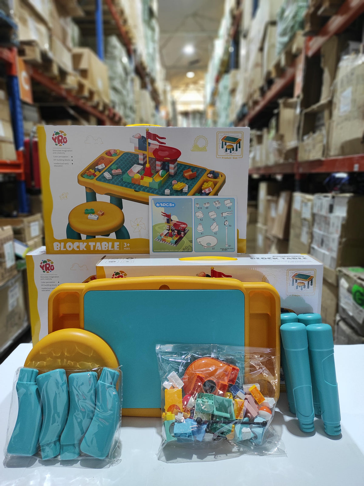 Juego de mesa y silla con bloques de construcion 63 pcs