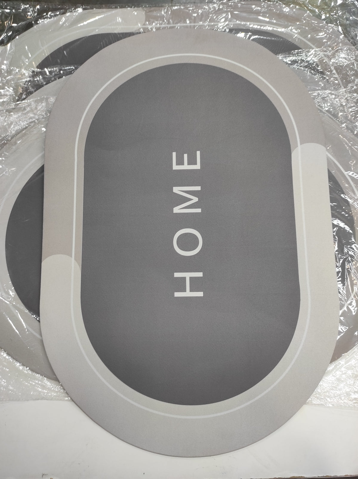 Alfombra de ducha súper absorbente ovalada gris