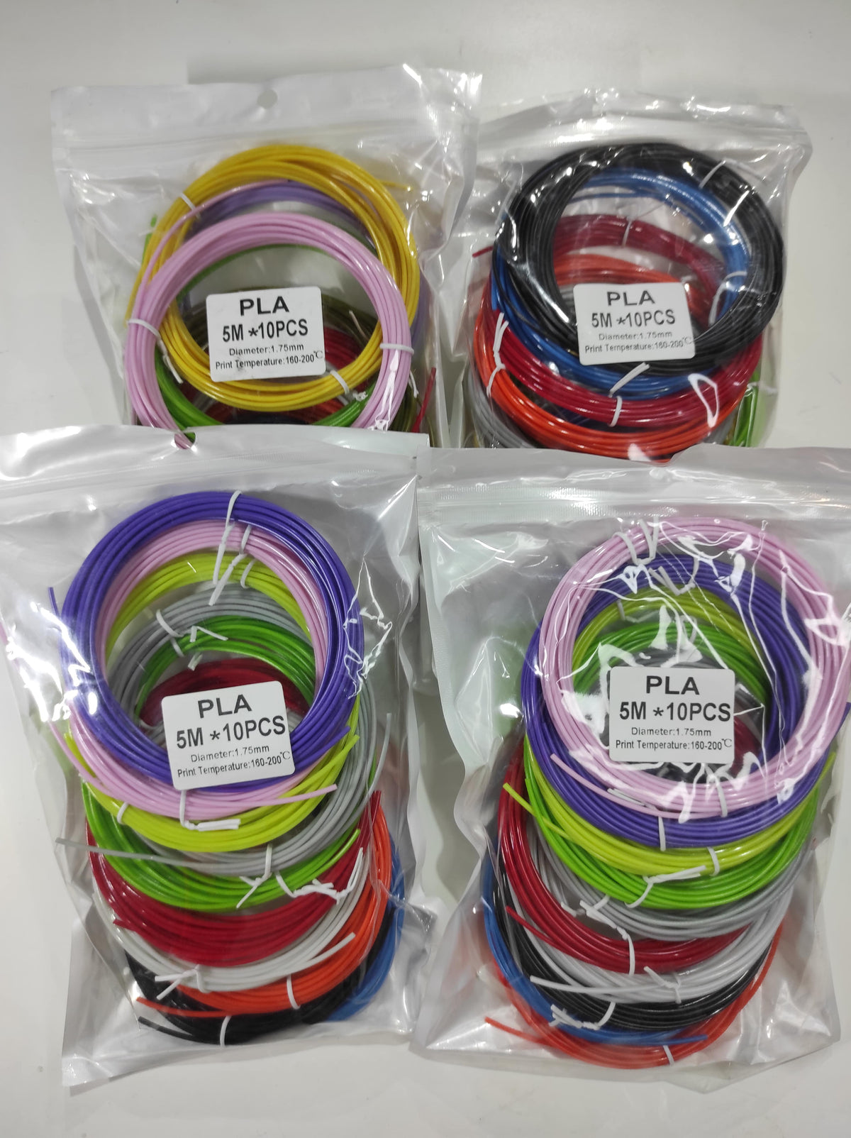 Pack de 10 filamentos PLA de color de 1,75 mm