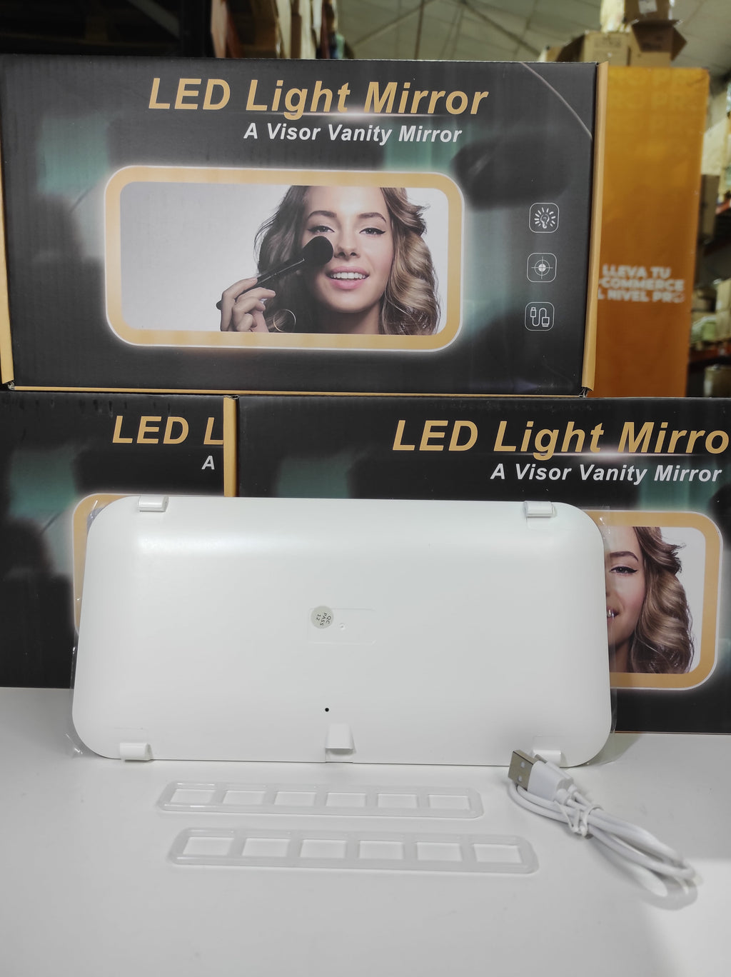 Espejo de tocador LED para coche con 3 modos