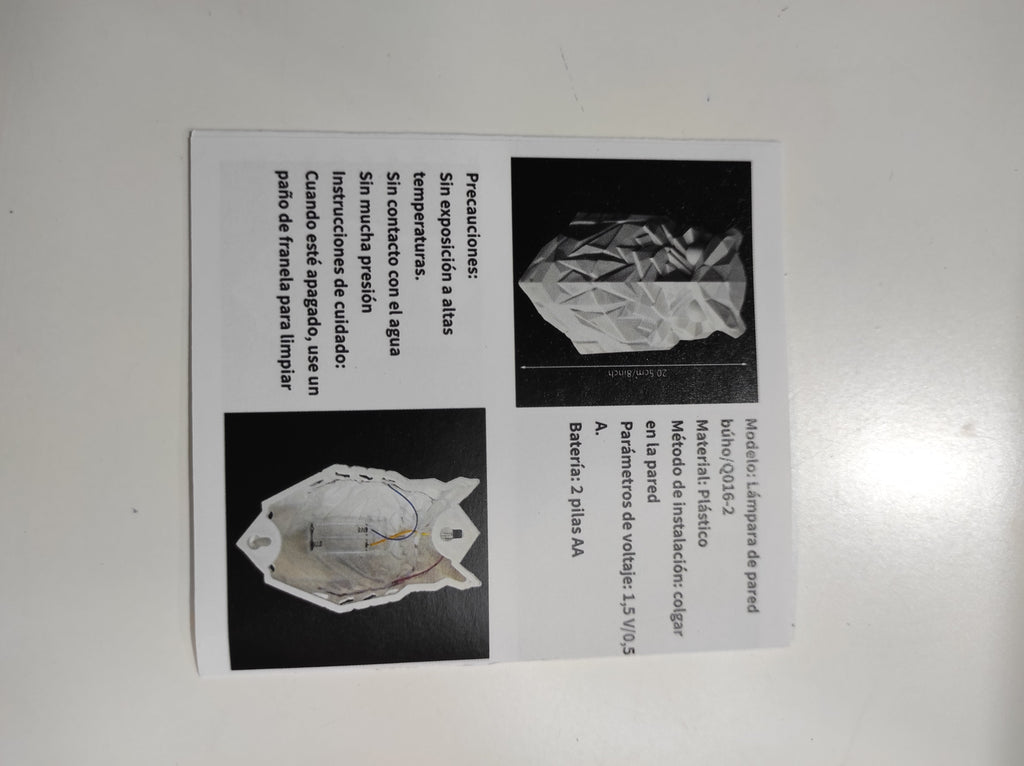 lámpara de pared con impresión 3D de resina búho