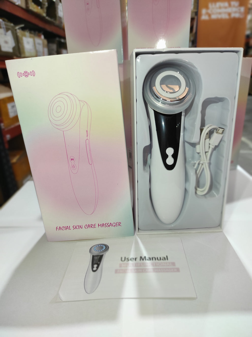 Masajeador Facial Frío y Calor con Luz LED
