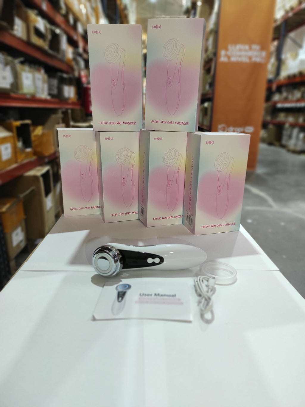Masajeador Facial Frío y Calor con Luz LED