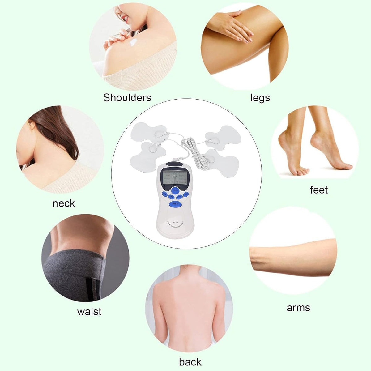 Estimulador muscular masajeador con electrodos adhesivos
