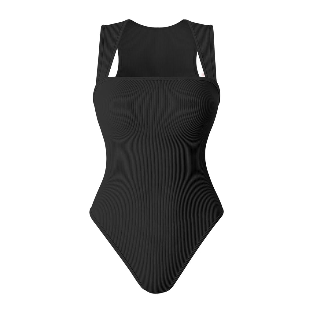 Body mujer sin manga con escote cuadrado negro S/M