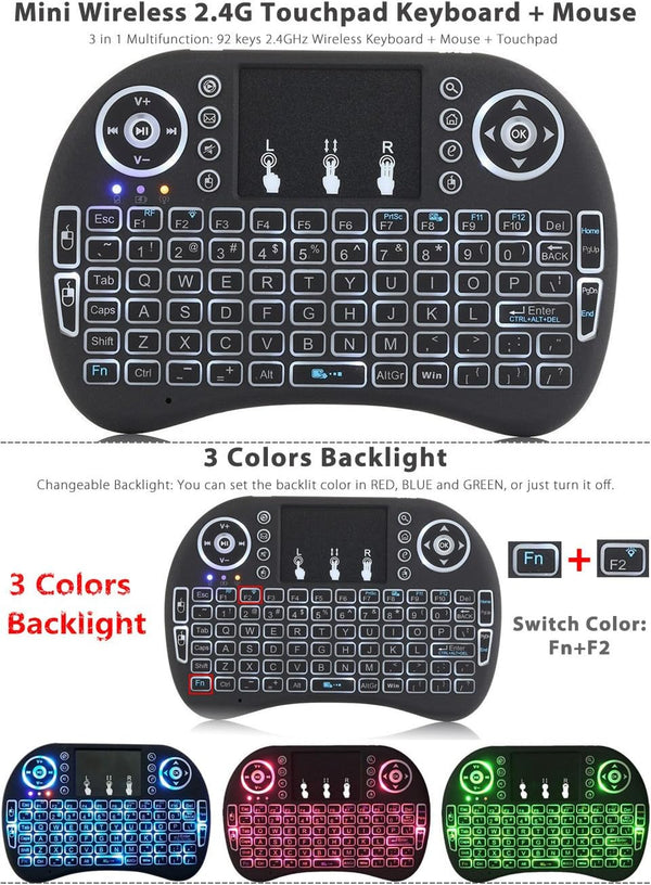 Mini Teclado Inalámbrico con Touchpad y Retroiluminación