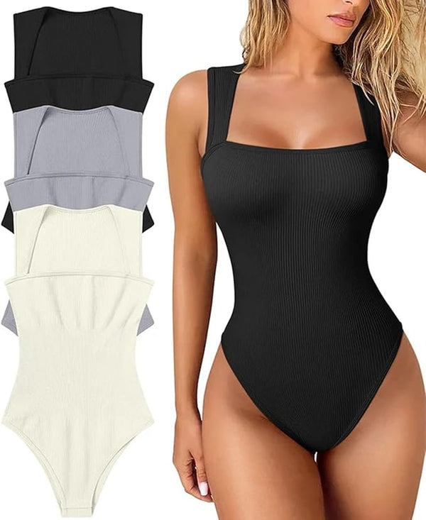 Body Sin Mangas con Escote Cuadrado – Negro (S/M)