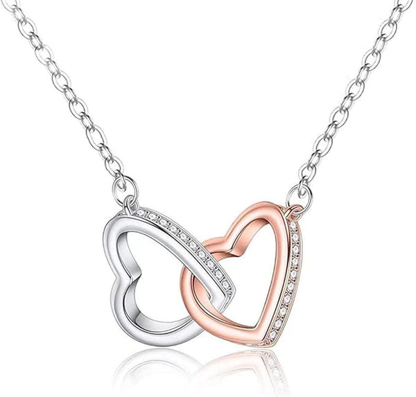 Collar Doble Anillo de Corazón – Bicolor