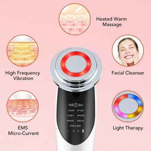 Masajeador Facial Frío y Calor con Luz LED