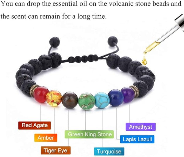 Pulsera de Piedra Volcánica 7 Chakras